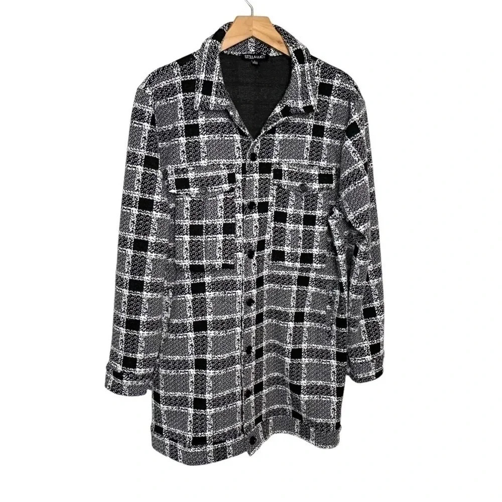 Stella Luce L black‎ & white button down shacket
